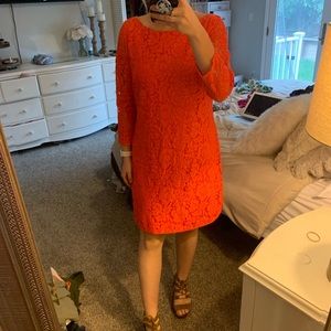 Coral lace dress